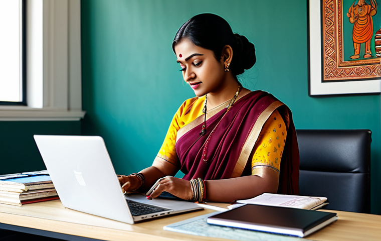 **

A professional Bengali woman in a modest, elegant sari, working on a laptop in a bright, modern co-working space. Fully clothed, appropriate attire, safe for work, perfect anatomy, natural proportions, professional, family-friendly. The background includes traditional Bengali art elements. High quality, detailed.

**