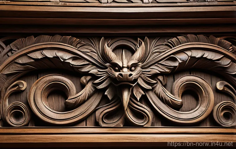 노르웨이의 전통 목공예 기술 - Prompt 1: Ancient Nordic Wood Carving - Stories in Wood**