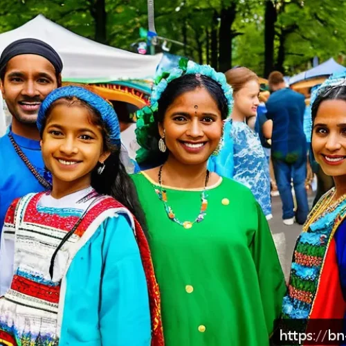 노르웨이에서 만나는 다양한 국적의 사람들 - A vibrant multicultural street festival in Oslo, Norway, showcasing people from diverse ethnic backg...