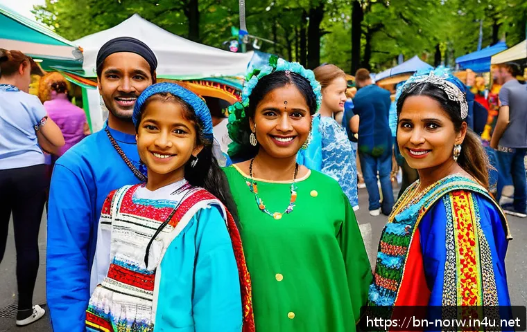 노르웨이에서 만나는 다양한 국적의 사람들 - A vibrant multicultural street festival in Oslo, Norway, showcasing people from diverse ethnic backg...